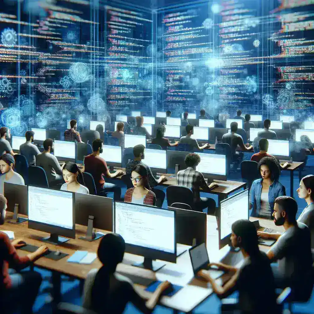 "Ilustrasi Microsoft Edge dengan tampilan Mode Kolaborasi Coding Langsung, menampilkan pengguna yang bekerja bersama secara real-time di dalam browser, mendemonstrasikan fitur baru yang meningkatkan pengalaman pemrograman bersama."